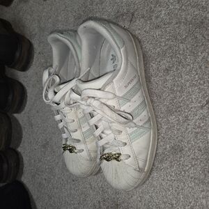 Adidas Superstar White and Gold Sneakers